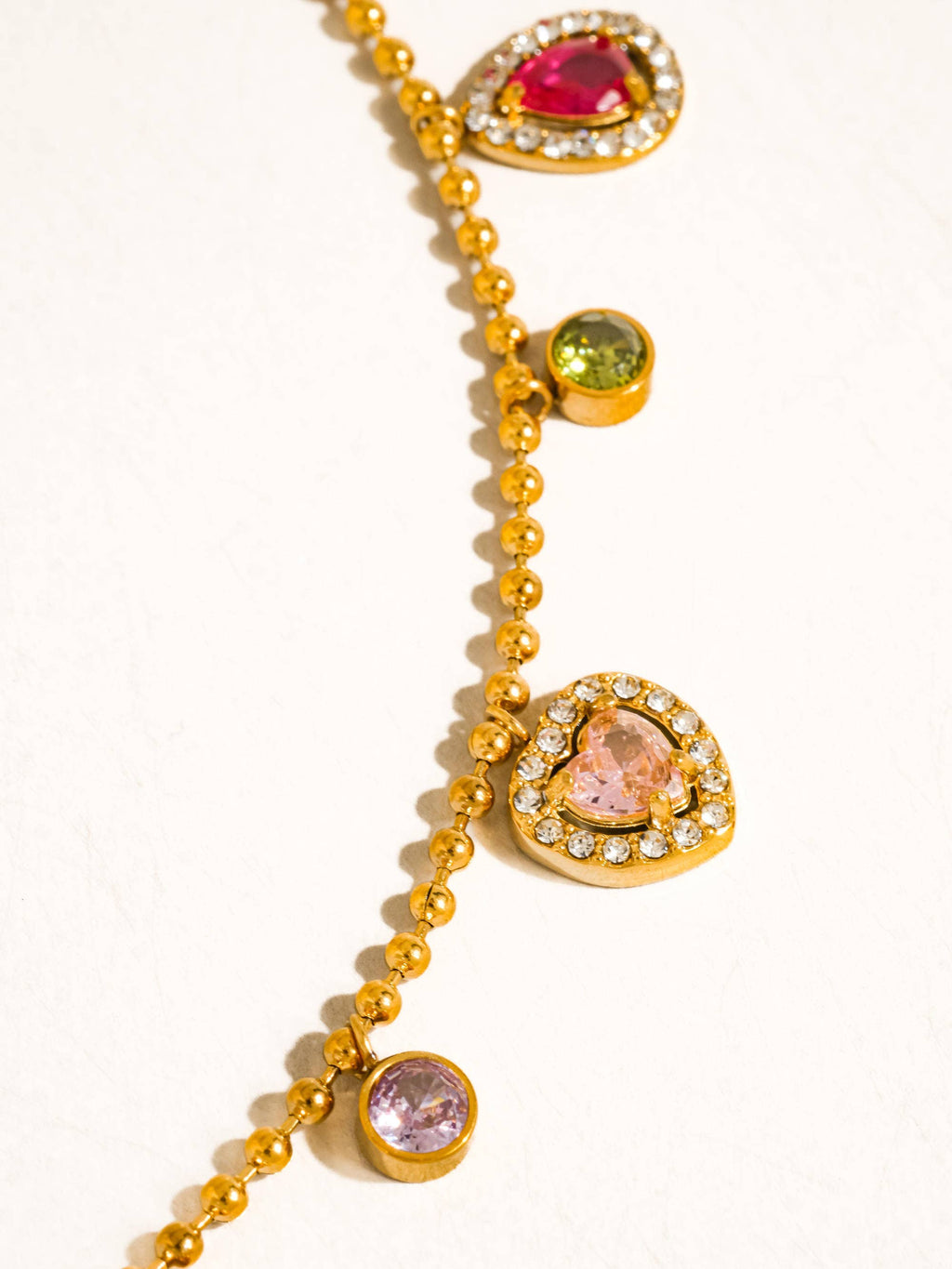 Daiselle 18K Gold Non-Tarnish Colorful CZ Charm Necklace