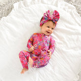 Posie RUFFLE ZIP Bamboo One Piece Floral Baby Outfit
