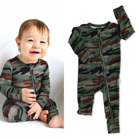 Bamboo Baby Pajama Sleepies Little Baby Zip Camo