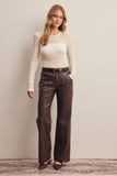 Faux Leather Straight Leg Pants