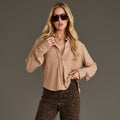 Tan Cropped Soft Button Up