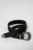 Western-Inspired Floral Embossed Genuine Leather Belt