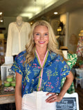 Blue Botanical Blouse