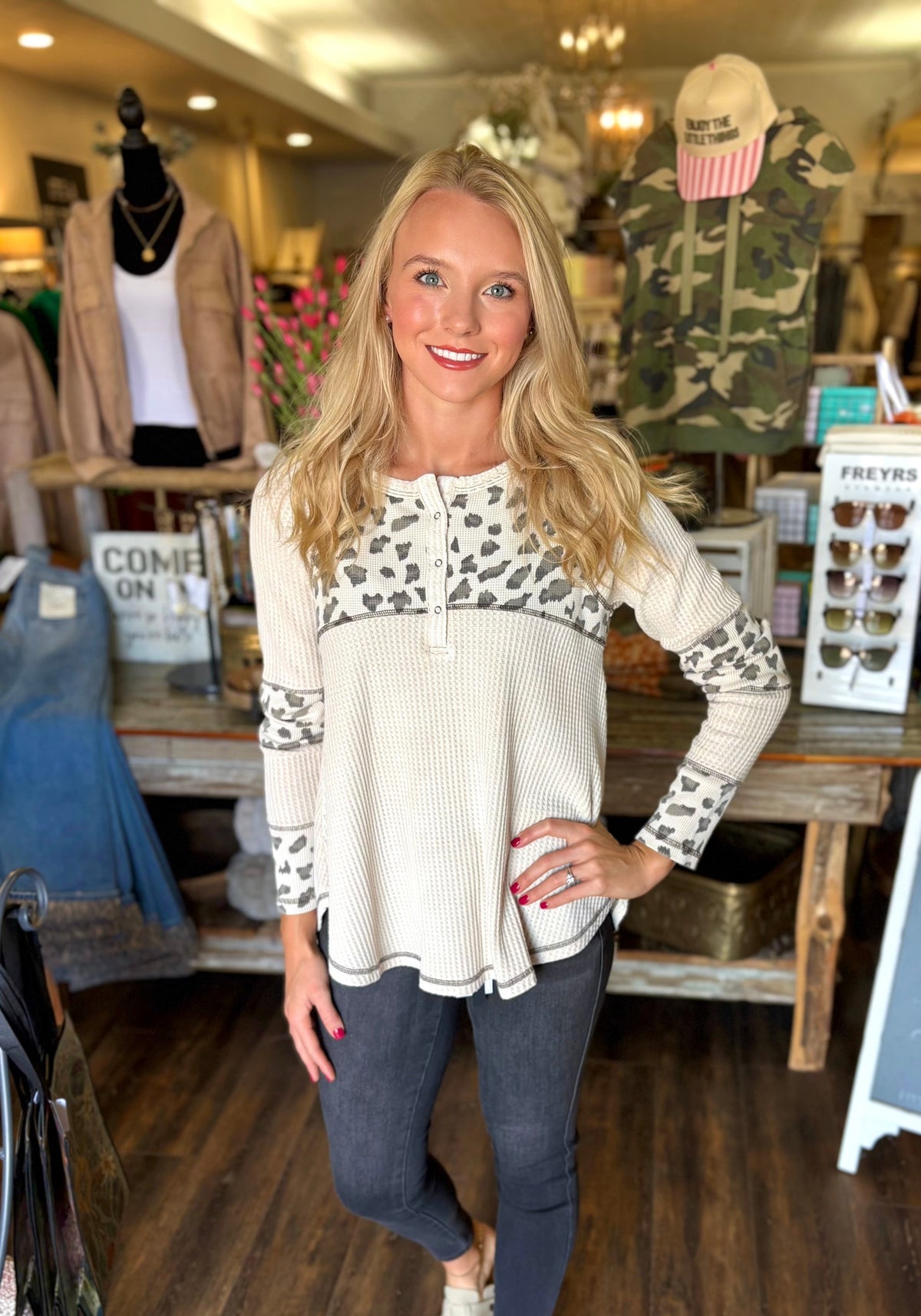 Animal Print Mix Thermal Top