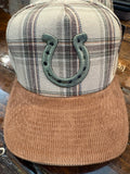 Horseshoe Plaid Corduroy Trucker Hat
