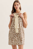 Leopard Shift Dress with Knit Overlay