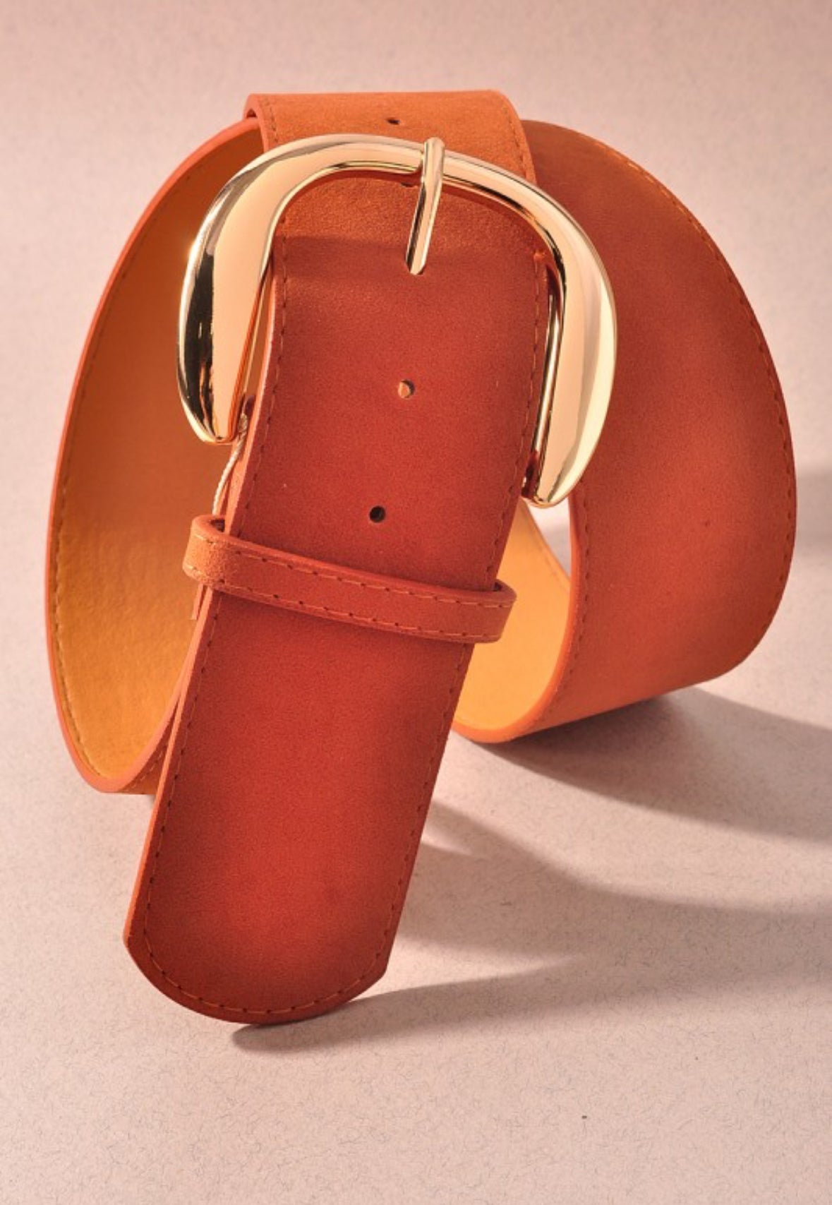 Suede Belt with Gold Buckle