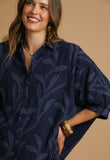 Oversized Textured Leaves Blouse