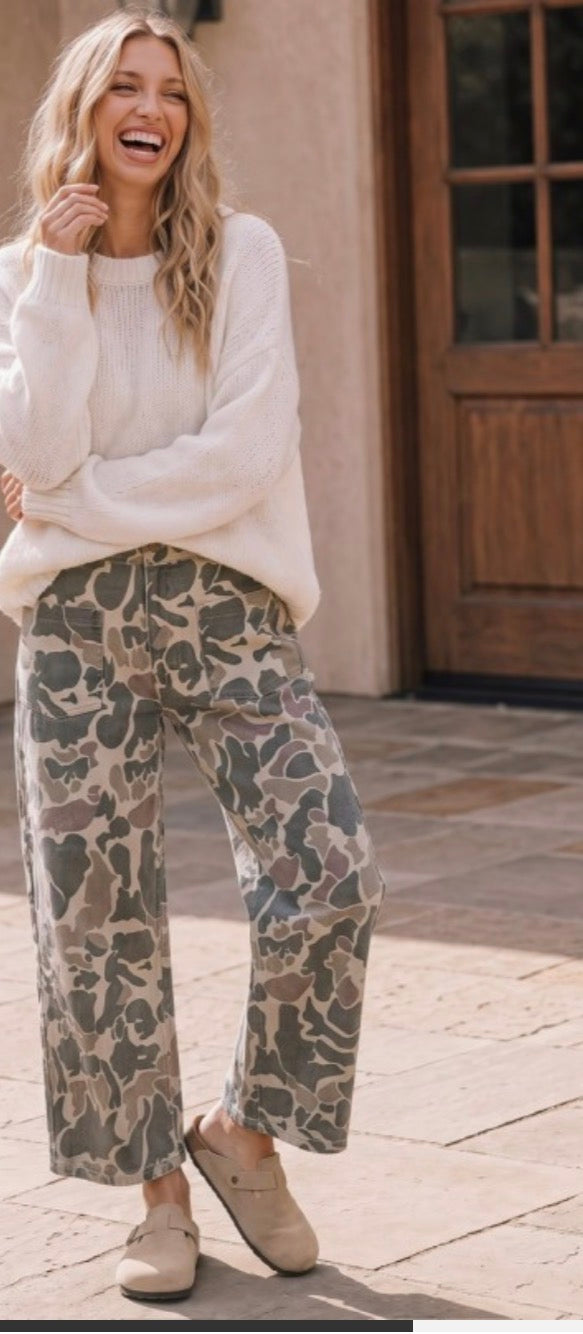 Light Camo Wide Leg