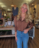 Satin Button-Down Long Sleeve