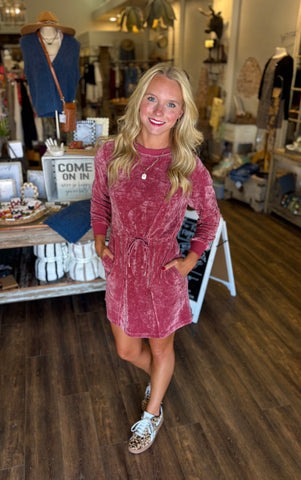 Velour Drawstring Dress