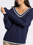 Varsity Stripe V-Neck Sweater