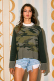 Color-Blocked Camo Sweater