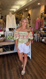Sage Green Floral Blouse