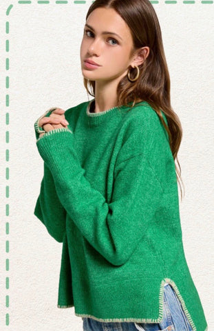 Hi Low Green Sweater
