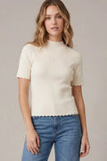 Scallop Mock Neck