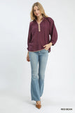 Henley Raglan Sleeve Blouse