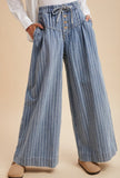 Striped Pin Tuck Jeans