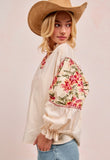 Woven Top with Embroidery