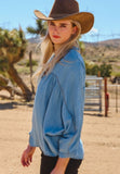 Chambray V-neck Blouse