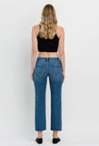 Mid Rise Ankle Straight Raw Hem