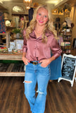 Satin Button-Down Long Sleeve