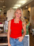 Knit Tank with Scallop Neckline