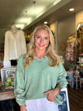 Oversized Washed V-neck