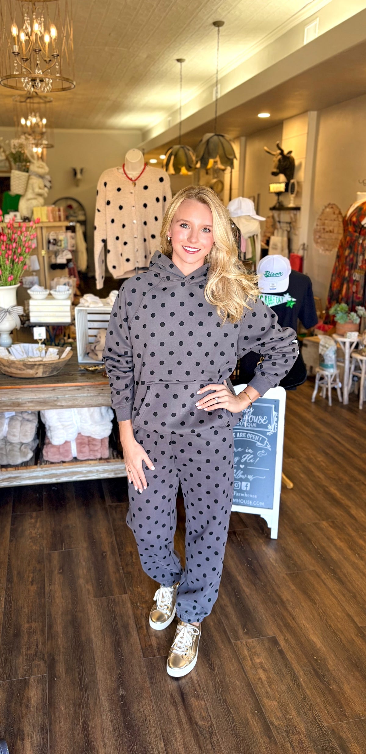 Dk. Gray & Black Polka Dot Sweatpants