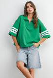 Striped Sleeve Quarter Zip