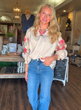 Woven Top with Embroidery