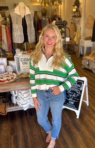 Color Block Half Zip Sweater