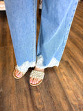 Wide Leg Pant with Lace Trim