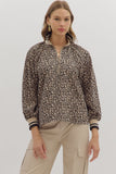 Leopard 3/4 length Puff Sleeve