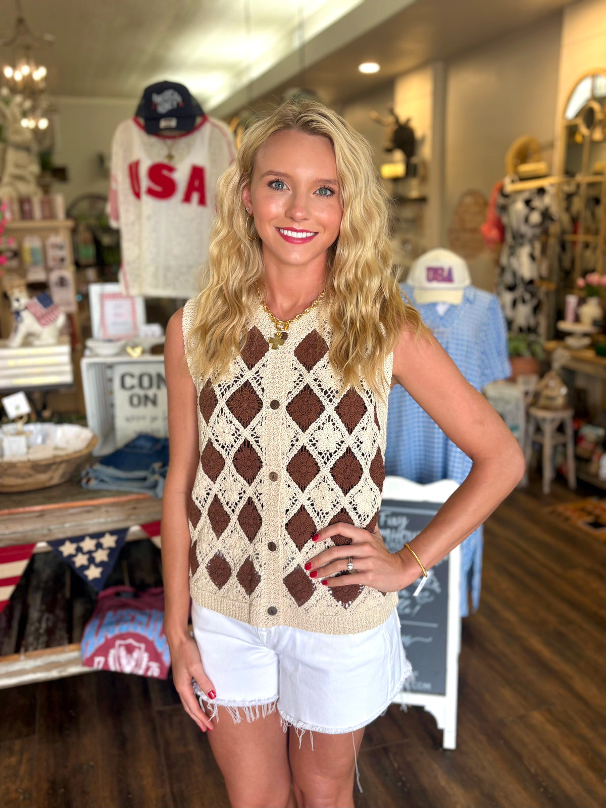 Crochet Diamond Pattern Vest