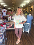 Dreamer Leopard Paradise Oversized Tee W/ Shoulder Stripe