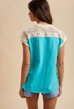 Turquoise Lace Patch Number Tee