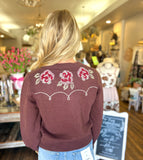 Floral Embroidered Knit Cardigan