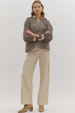 Leopard 3/4 length Puff Sleeve