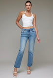 Hidden Side Slit Straight Leg Jeans