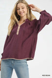 Henley Raglan Sleeve Blouse