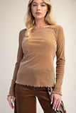 Velvet Boat Neck Top