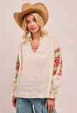 Woven Top with Embroidery