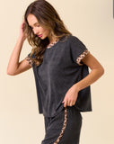 Ribbed Top with Leopard Detail