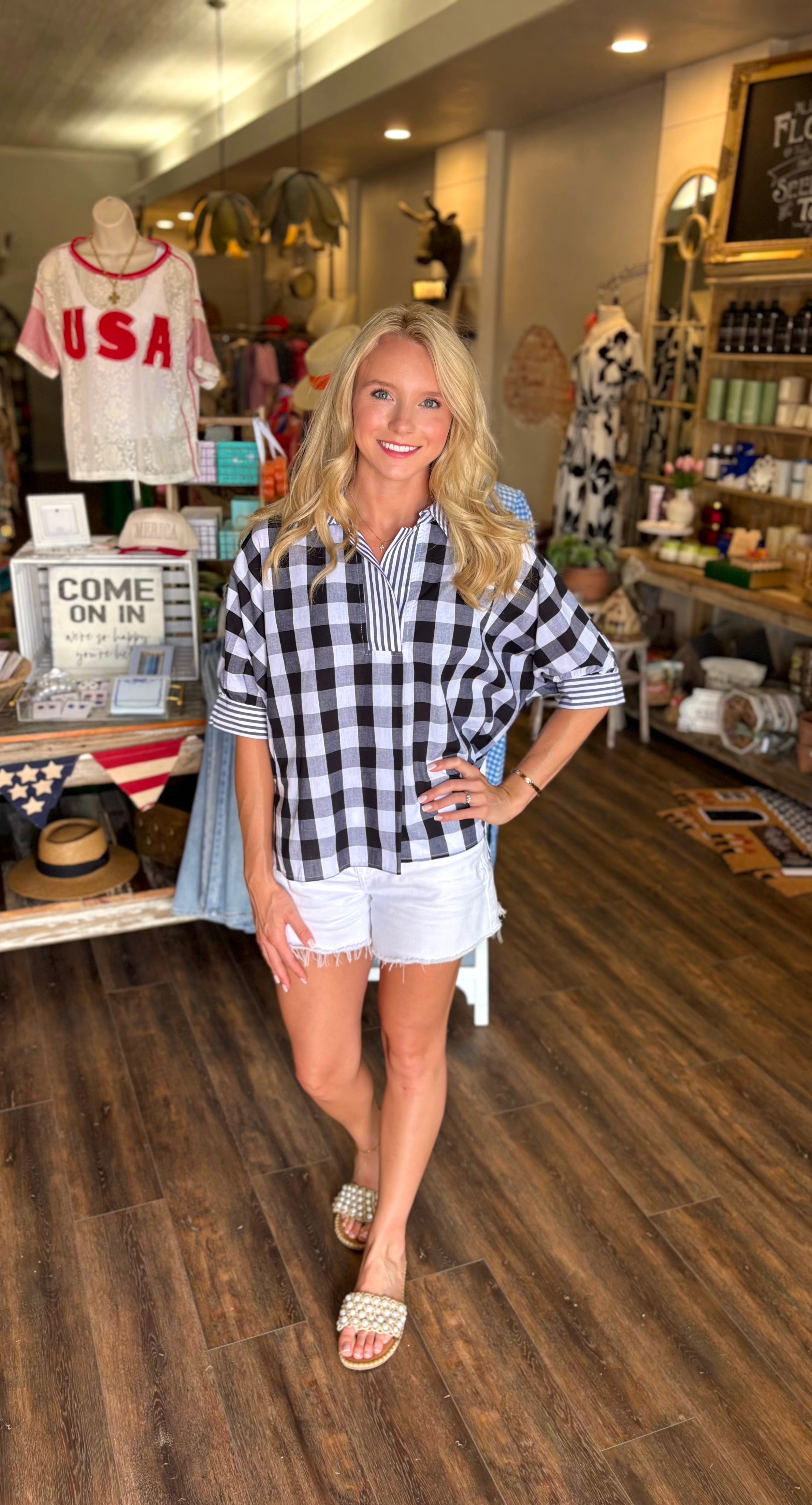 Checker and Stripe Blouse