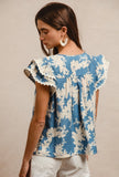Flutter sleeve floral print