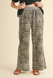 Leopard print wide leg cotton pants