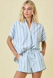 Striped V-Neck Oversized Top
