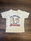Just Here For the Snacks kids tee