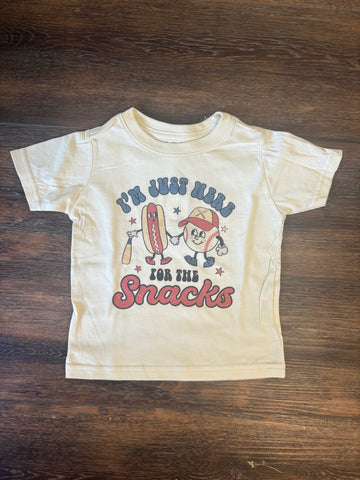 Just Here For the Snacks kids tee